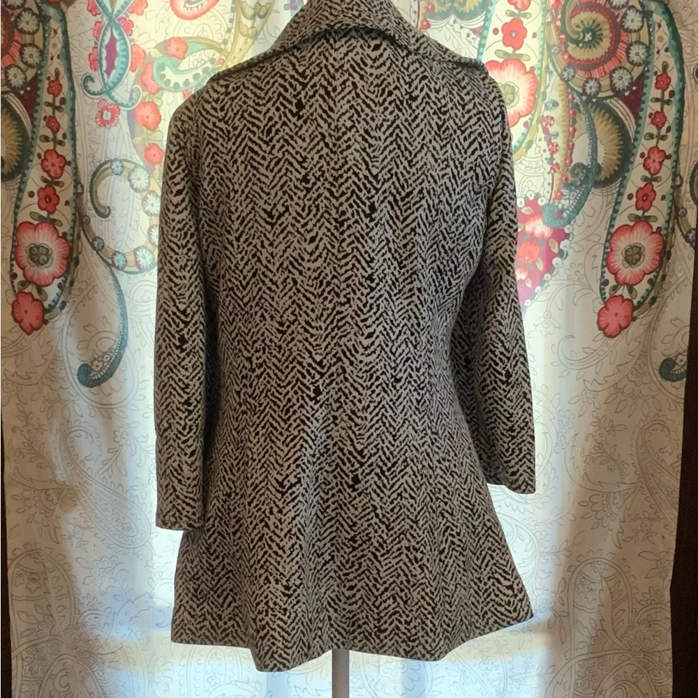 NWOT Calvin Klein Black and White Textured Jacquard Cardigan Blazer Size 4